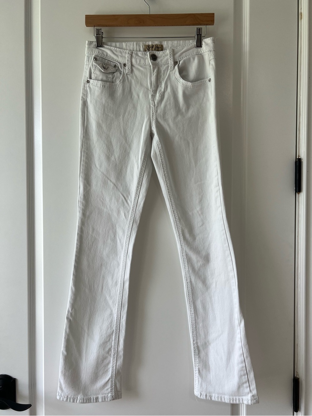 Vintage Earl Jeans White Bootcut Denim Pants Y2K Mid Rise White Wash Size 4